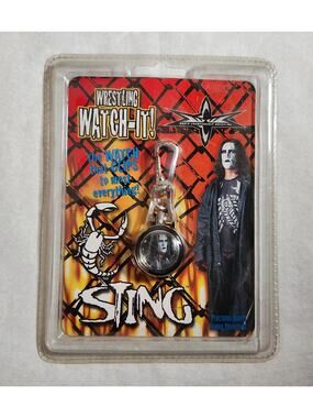 WCW Sting Wrestling Watch-It Precision Quartz Analog Clip On Watch '99 Brand New